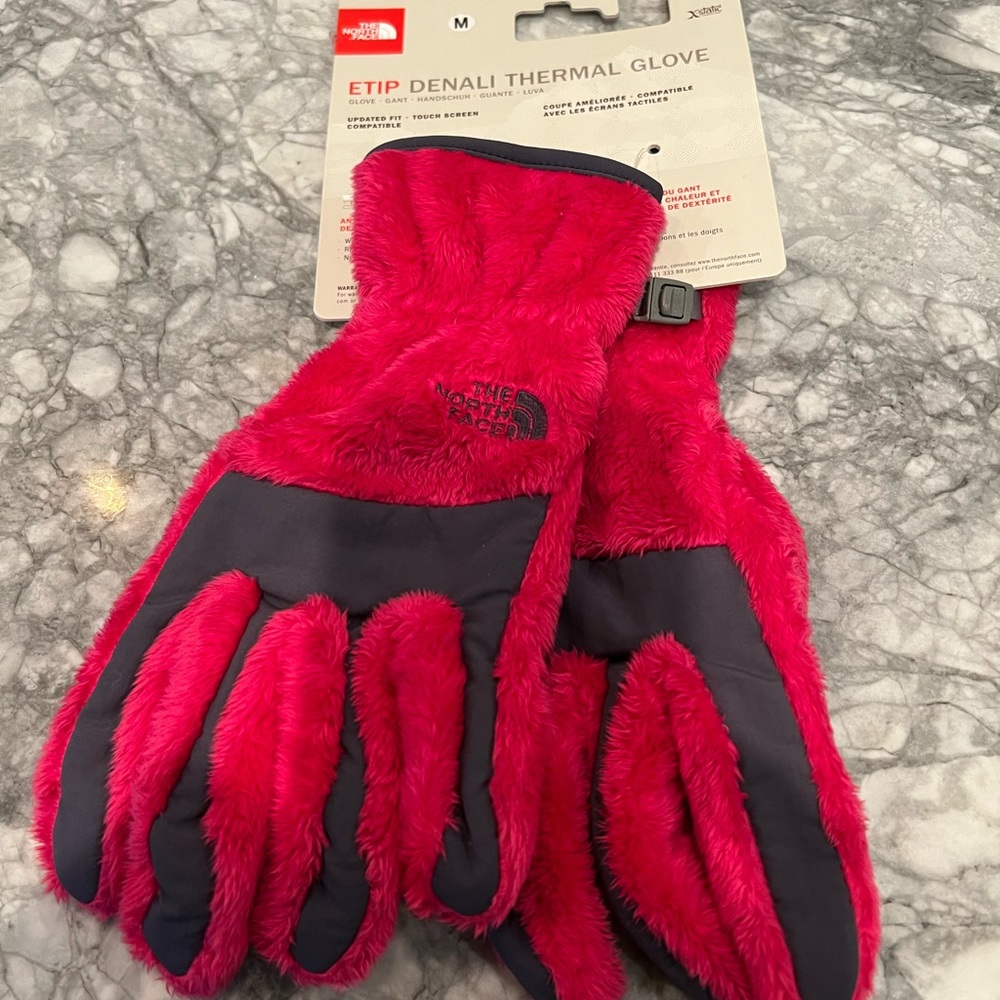 North face hot pink gloves medium